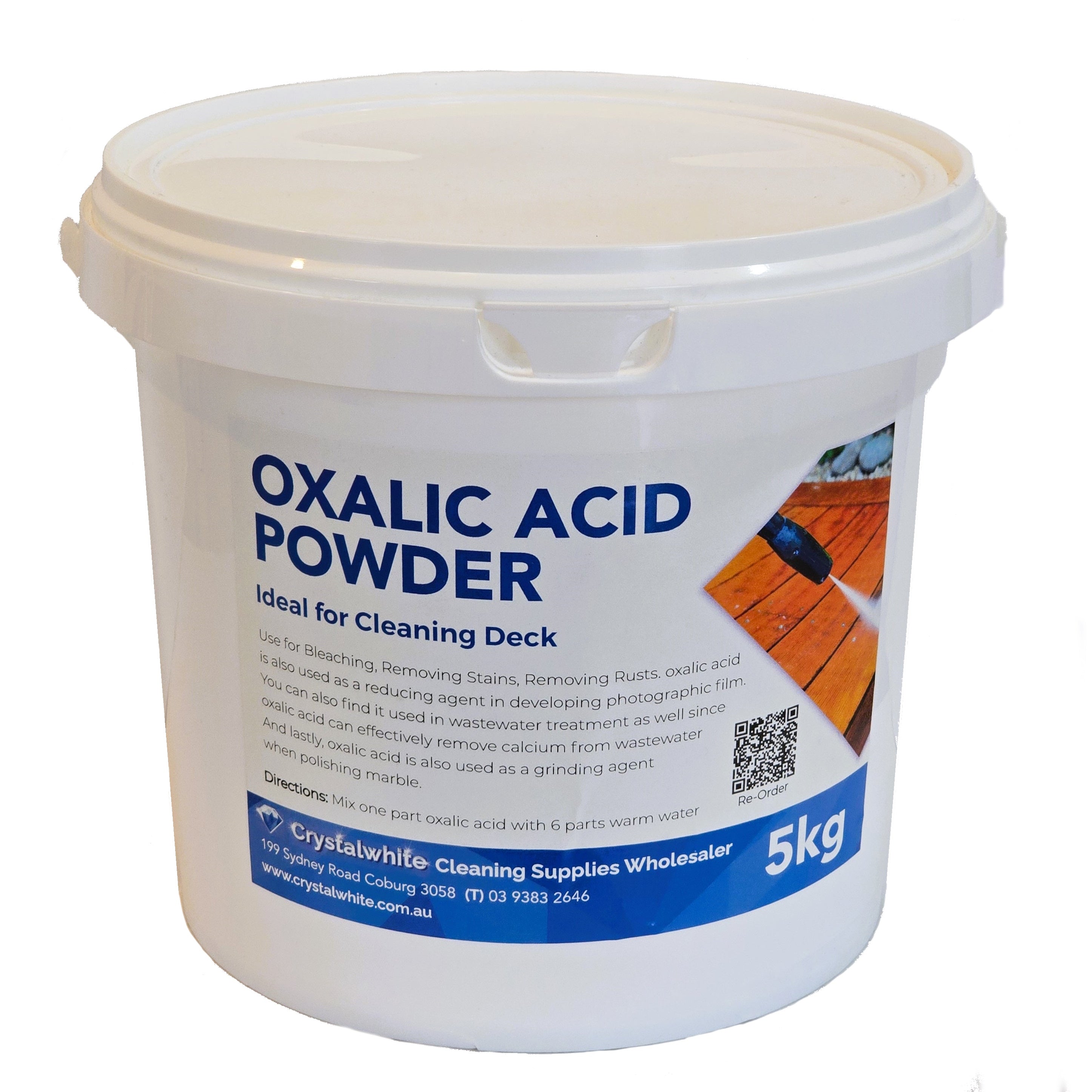 Oxalic Acid Powder 5Kg - Premium Wood Deck Cleaner & Stain Remover - Ideal for Outdoor Deck Restoration, Furniture Cleaning, and DIY Wood Projects
