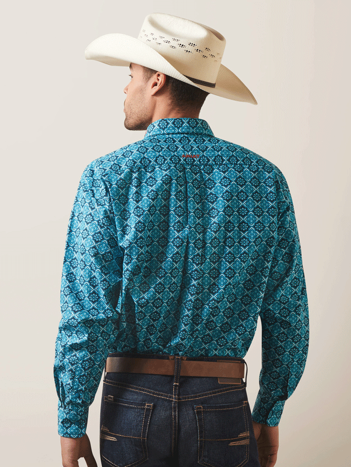 Ariat Men's Team Solomon Classic Fit Shirt - Blue Teal Western Work Shirt for Ranch, Rodeo & Casual Wear