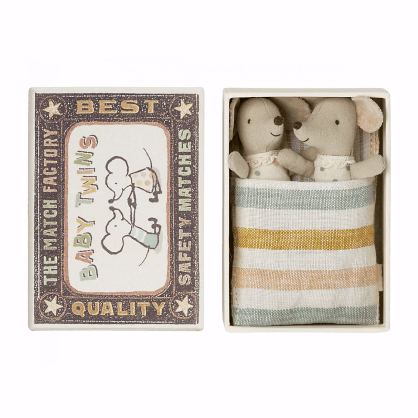 Adorable Baby Mice Twins in Mini Matchbox - Perfect for Dollhouse, Fairy Garden & Tiny Collectibles Display
