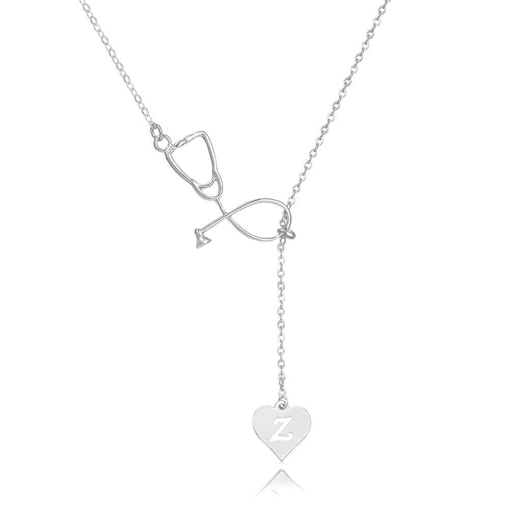 **Personalized Nurse Necklace for Women - Engraved Initial Nurse Jewelry, Nursing Graduation & Nurses Week Gift Idea - Perfect for Student Nurse Appreciation, School Gifts & Female Outfit Accessories 2024 - Ideal for Clinical Shifts, Ceremonies & Daily Wear**