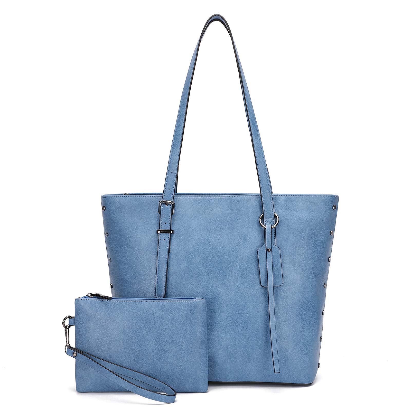 KL928 Women's PU Leather Tote Bag - Large Shoulder Bag & Top Handle Satchel Purse 2-Piece Set for Work, Travel & Everyday Use
