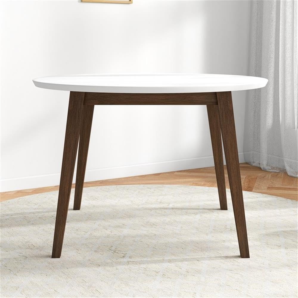 ASHCROFT Crawford Modern Style Solid Wood Walnut/White Top Rectangular 43-Inch Dining Table - Perfect for Contemporary Dining Rooms & Open-Concept Kitchens