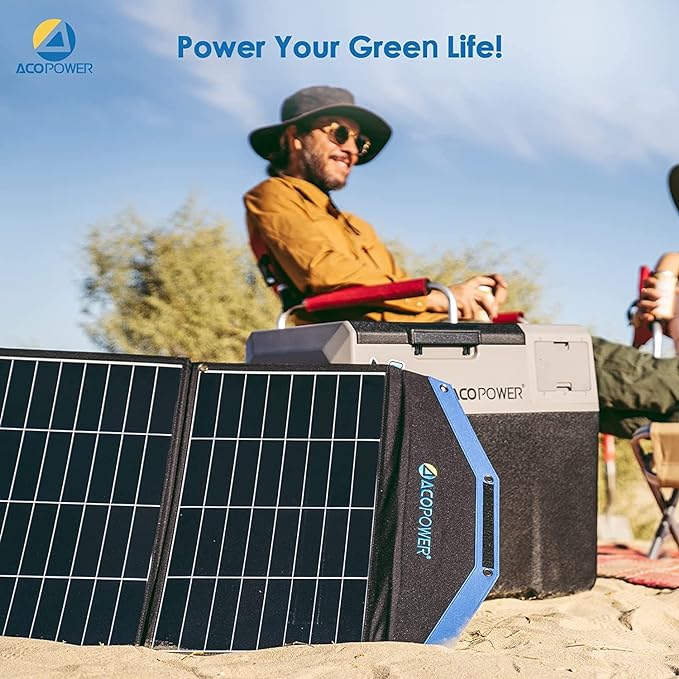 Acopower 30/32 Quarts Portable Battery Fridge with Solar Panel - Perfect for Camping, Road Trips & Outdoor Adventures
