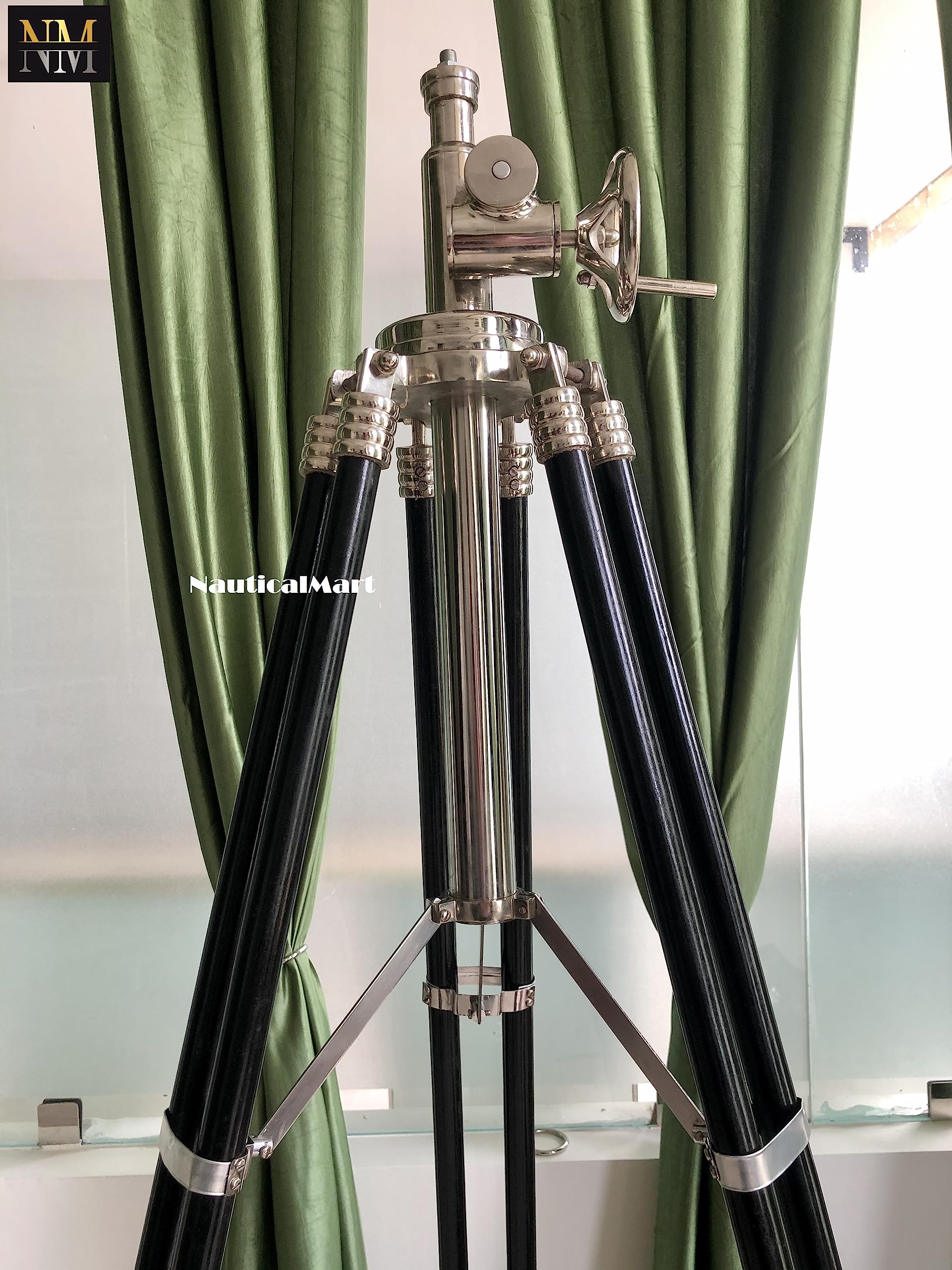 NauticalMart Royal Marine Designer's Tripod Floor Lamp for Living Room, Bedroom & Office - Modern Adjustable Standing Light with 3-Leg Base (Shade Not Included) - Perfect for Reading, Decor & Ambient Lighting