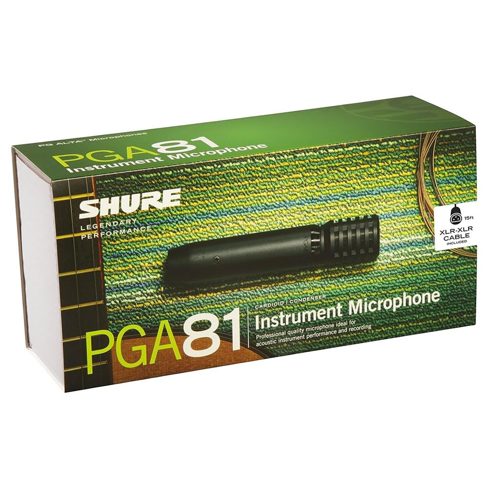 Shure PGA81 Cardioid Condenser Instrument Microphone with XLR Connection - Professional Studio Recording for Vocals, Guitars & Live Performances