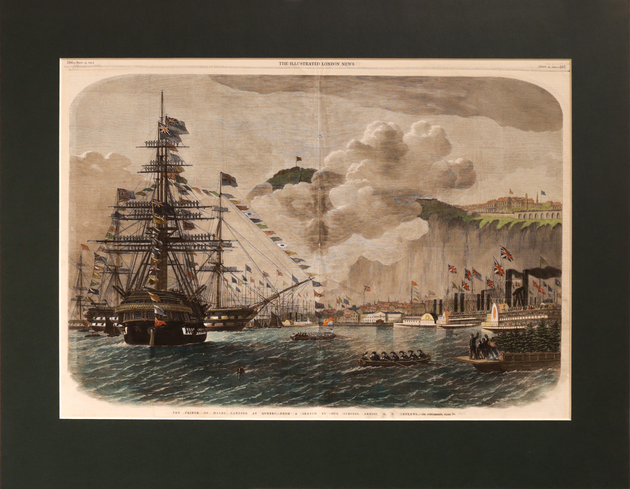 1860 The Illustrated London News Original Newspaper - September 29 Issue (Recto Verso, Colored & Matted) | Victorian Era Collectible, Historical Home Decor & Gift for History Lovers