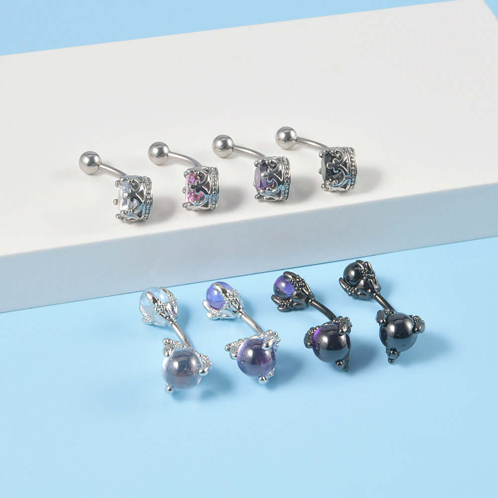 Claw Diamond Bead Belly Button Rings | DL4131 | Stylish Body Jewelry for Women, Perfect for Piercings & Fashion Accessories
