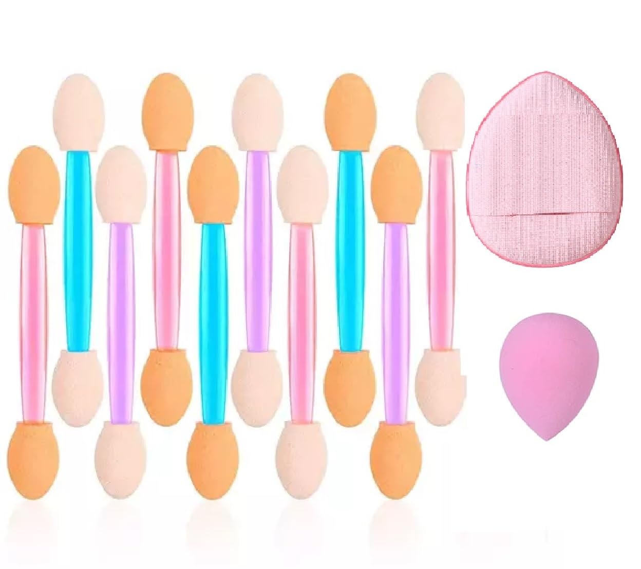 10Pcs Dual-Sided Eyeshadow Sponge Applicators - Disposable Makeup Brushes for Easy Blending