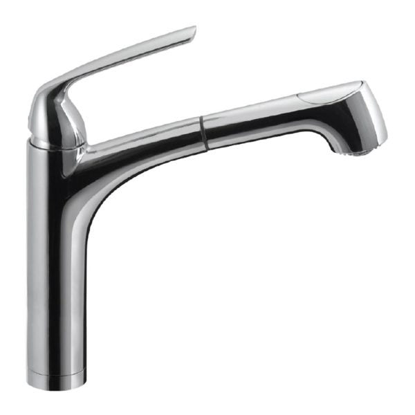 QUPO 2000 PC Quantum Medium Dual Function Pull Out Kitchen Faucet - Polished Chrome Finish for Modern Kitchens | Easy Spray & Stream Control | Perfect for Washing Dishes & Filling Pots