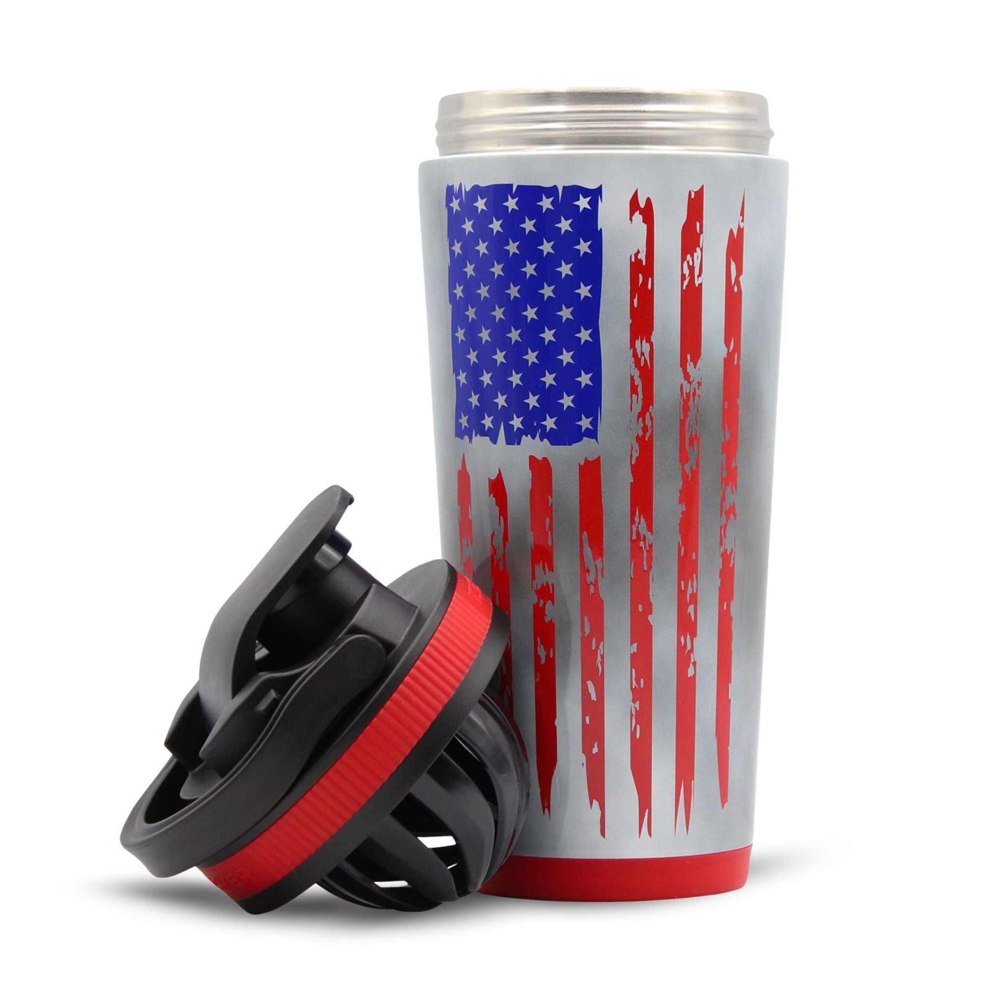 26oz Insulated Ice Shaker Bottle with 4D American Flag Design - Perfect for Gym, Workouts, Sports & Outdoor Activities