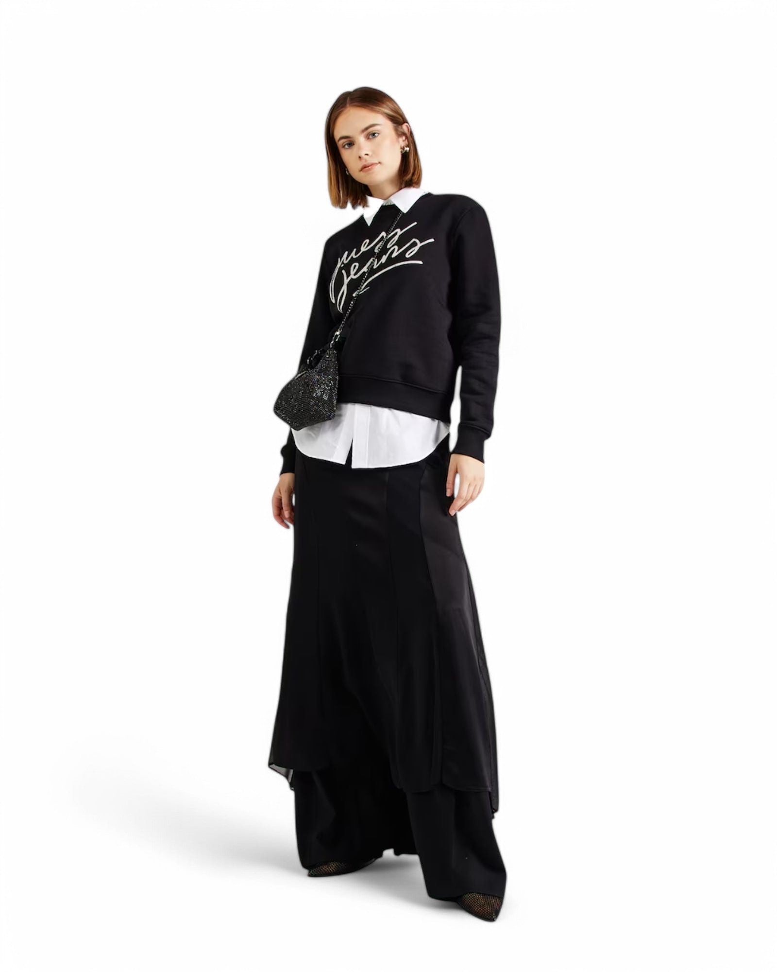 Guess Women's Crew Neck Logo Sweatshirt - Casual Pullover for Everyday Wear & Street Style Outfits