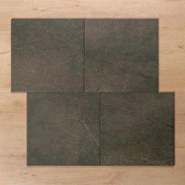 Burleigh Charcoal Matt Cushioned Edge Porcelain Tile 300x300mm - Premium Bathroom & Kitchen Flooring Tiles for Modern Home Decor