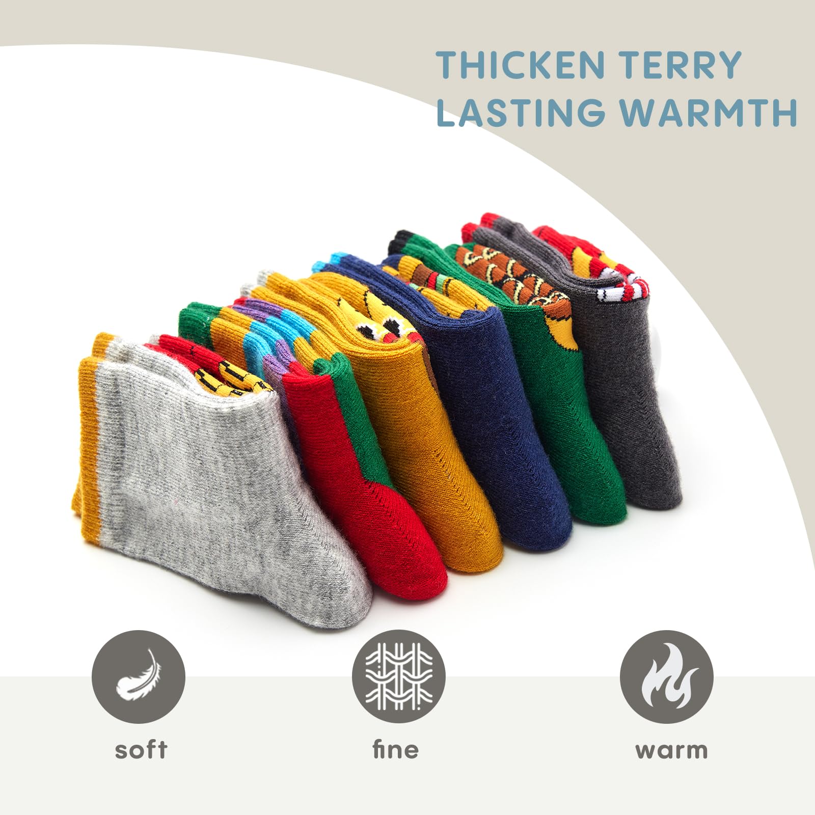 **6 Pack Boys' Wool Winter Socks - Thick Thermal Crew Socks for Kids, Warm & Cozy for Cold Weather - Perfect for School, Outdoor Play & Snow Days**