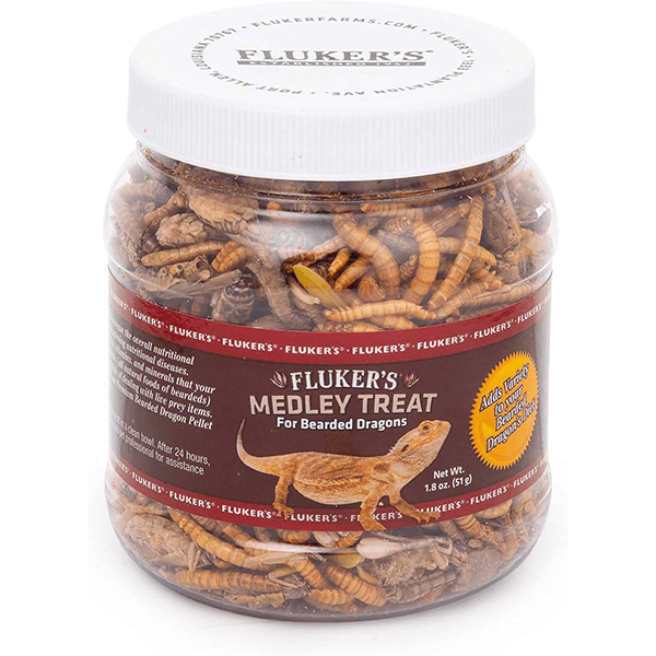 Fluker's Freeze Dried Medley Bearded Dragon Treat - High Protein Reptile Food for Adult & Juvenile Bearded Dragons - Perfect for Feeding, Training & Nutritional Supplement