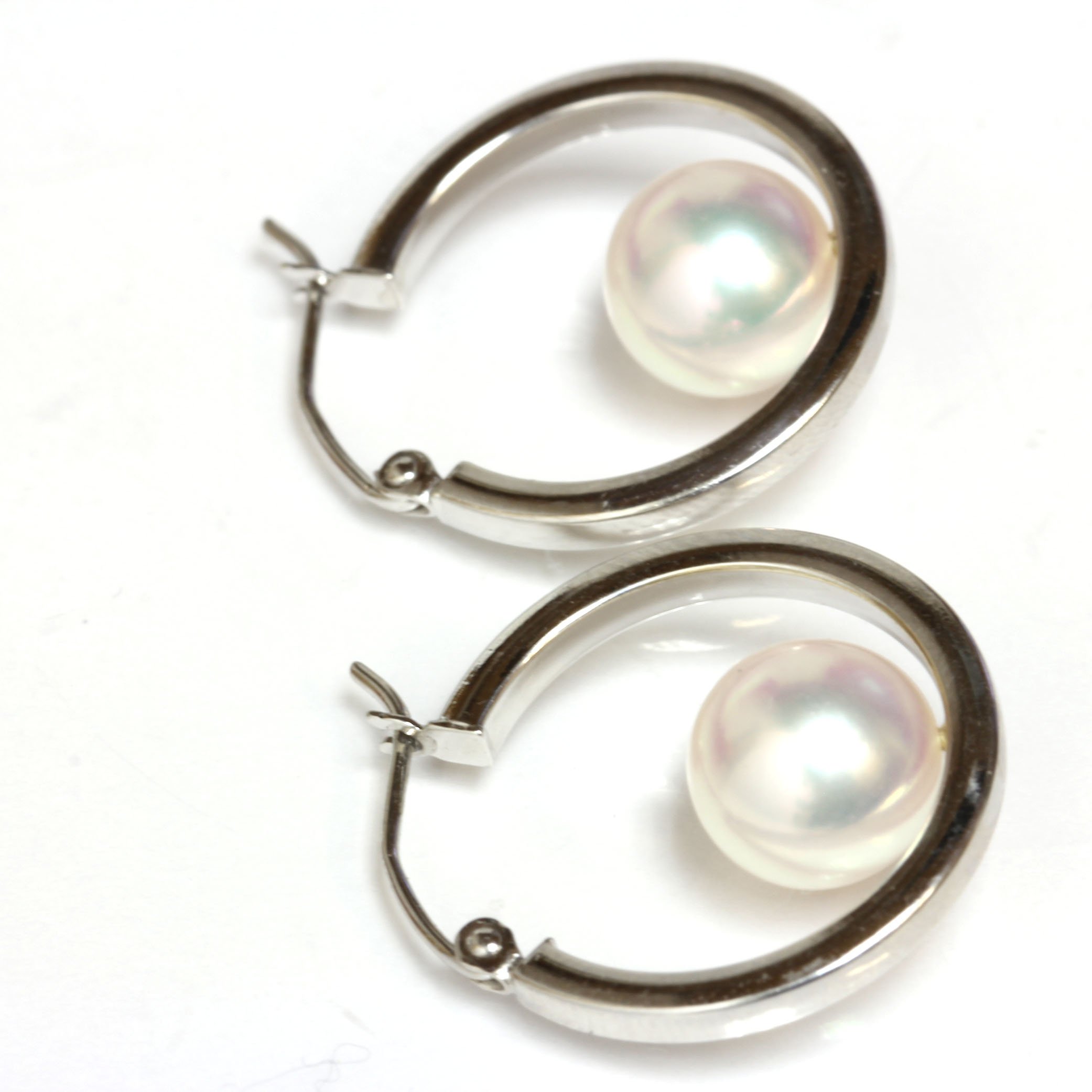 Elegant Akoya Cultured Pearl Dangle Hoop Earrings for Women - 925 Sterling Silver & 18K Gold Plated - Perfect Gift for Brides, Anniversaries & Special Occasions