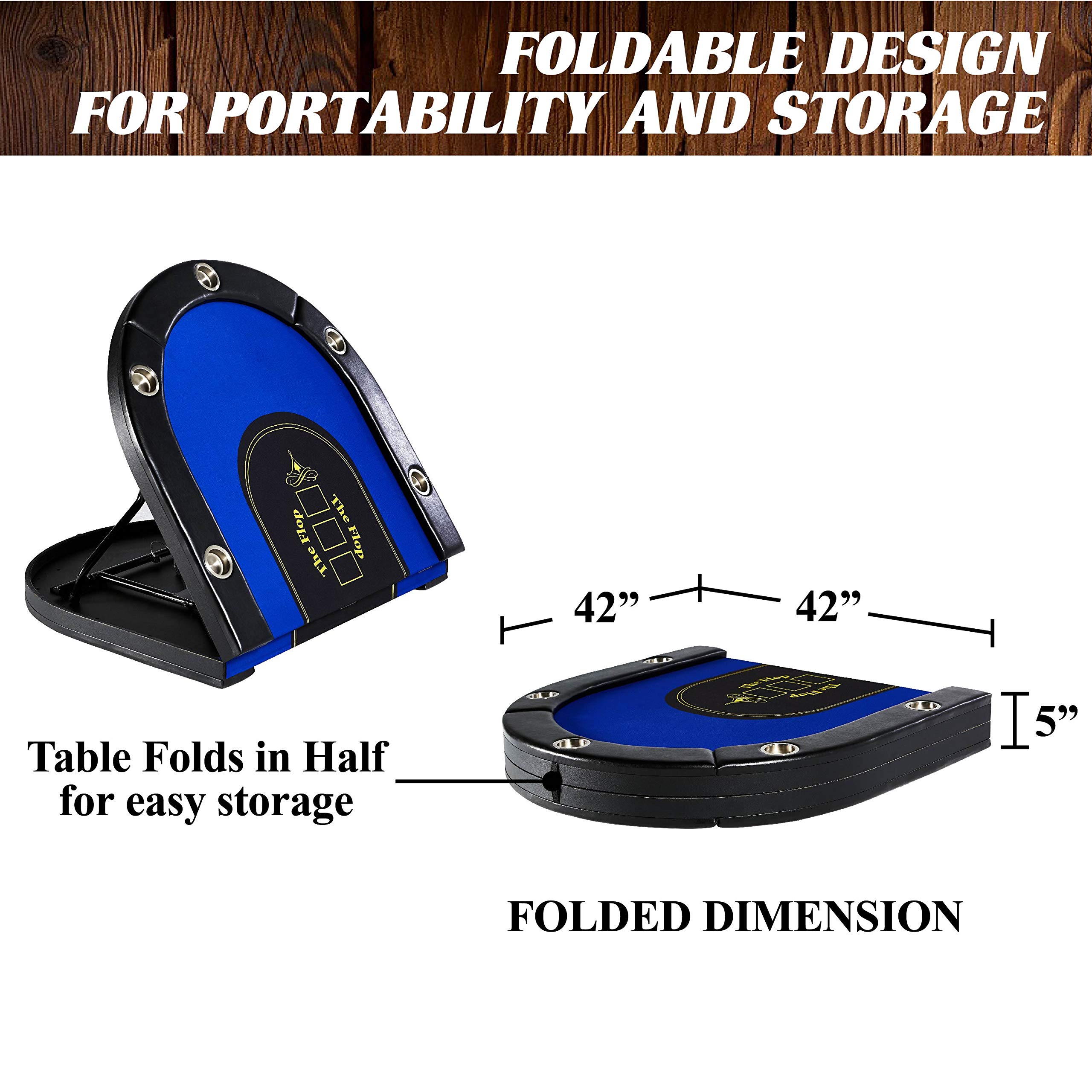 Barrington Folding Poker Table & Table Top Set - Durable Padded Rail with Felt Surface for Texas Hold'em, Blackjack & Casino Nights | Multi-Style Convertible Game & Dining Table for Home, Parties & Game Rooms