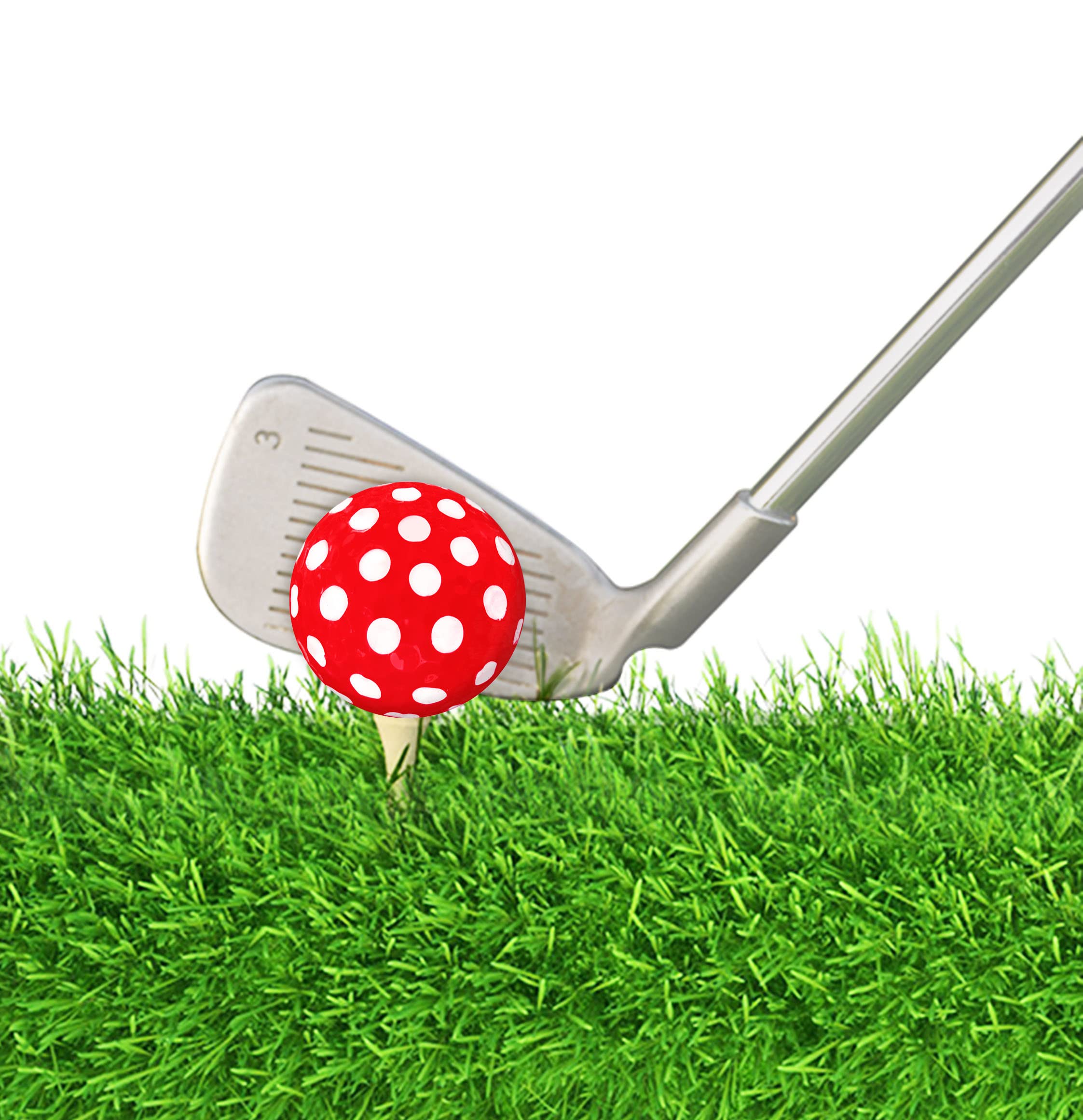 NAVIKA Red and White Polka Dot Golf Balls - 3 Pack | High Visibility Golf Balls with White Dots | Perfect Gift for Golfers | Valentine's Day & Strawberry Themed Golf Accessories | Ideal for Tournaments, Gifts & Themed Events