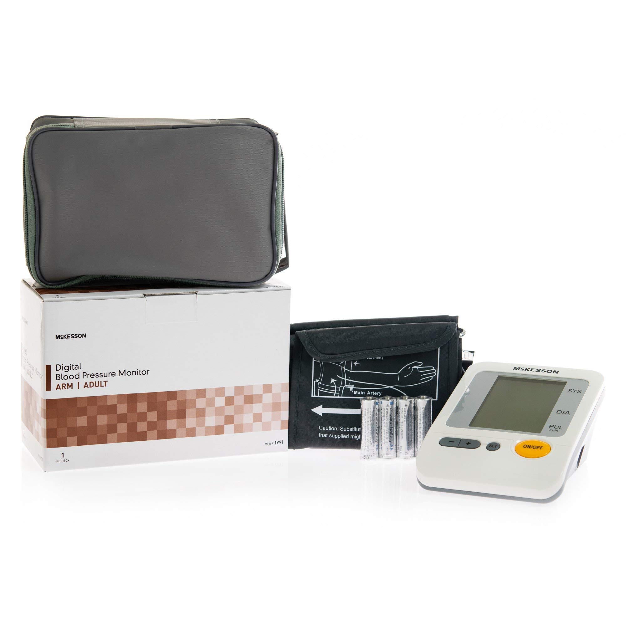 McKesson Automatic Digital Blood Pressure Monitor with Nylon Arm Cuff (23-40cm) - Large Adult Size, 1-Tube Design for Easy Use - Home Health Monitoring Device for Hypertension & Heart Care