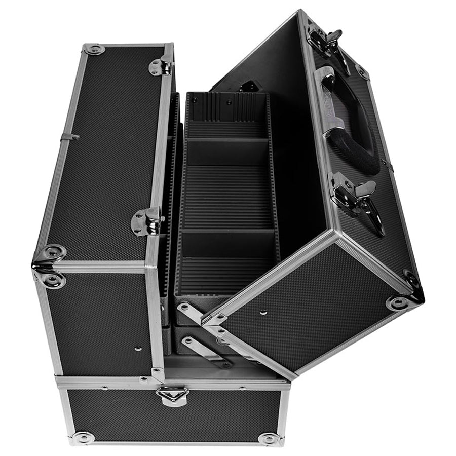 Professional Makeup Train Case with Shoulder Strap & Secure Locks - Portable Cosmetic Organizer for Travel, Salon, and Makeup Artists