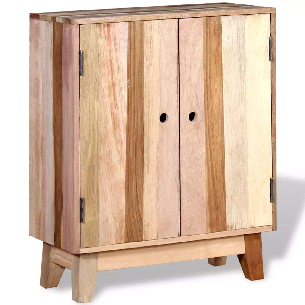 H.BETTER Handmade Solid Reclaimed Wood Sideboard Cabinet - 2 Doors & 2 Shelves Storage Cupboard for Living Room, Dining Room & Entryway Organization