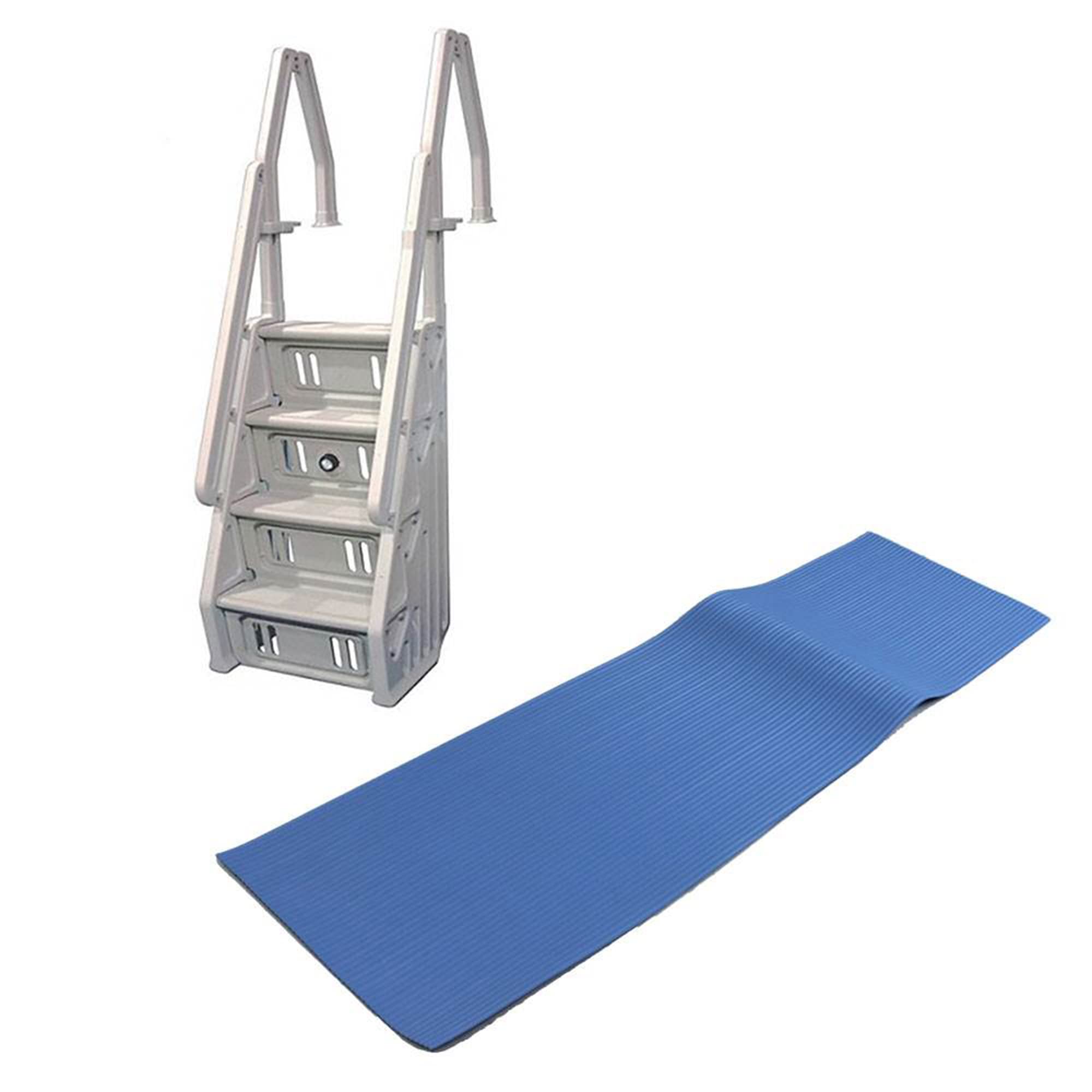 Durable Above Ground Swimming Pool Ladder for 48-60 Inch Pools | Vinyl Coated Steps with Protective Mat | Safe Entry & Exit for Inground & Above Ground Pools | Perfect for Backyard, Vacation Homes & Family Swim Time