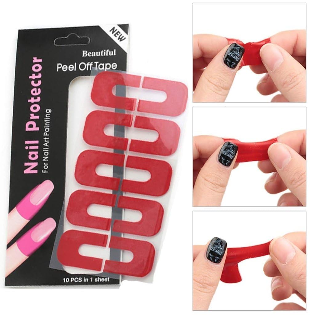 10-Pack AJUS Nail Polish Protector Tips - Anti-Flooding Plastic Template Clips for Professional Manicure | Edge Cover Nail Art Tools for Perfect Polish Application | Ideal for Home Salon & DIY Nail Care