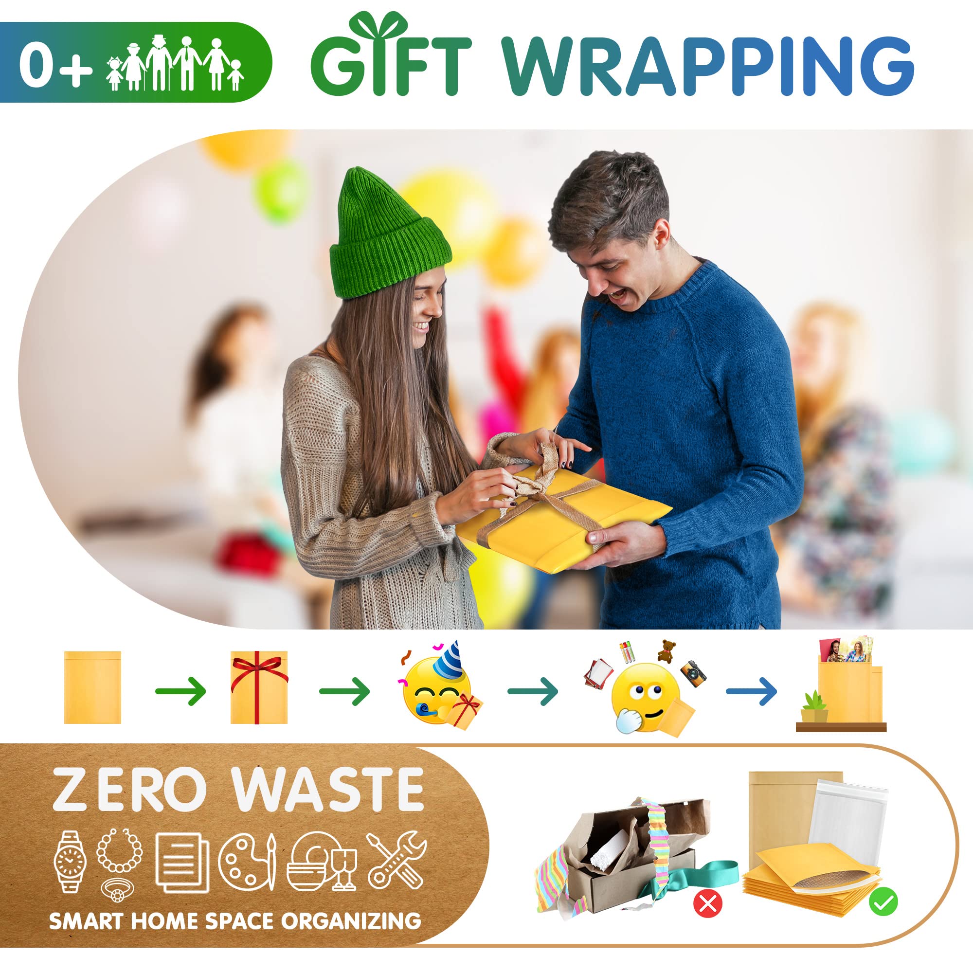 200 Pack 10.5x15 Inch Yellow Kraft Bubble Mailer Envelopes - Self Seal, Waterproof & Tear-Resistant Padded Mailing Envelopes | Perfect for Ecommerce Shipping, Small Business Packaging, Amazon FBA & USPS Mailers