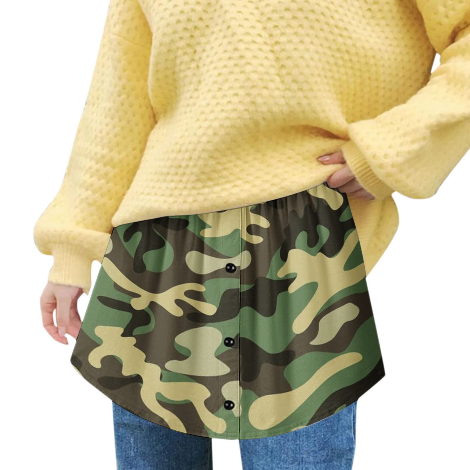Women's Mini Extender Shirt with Elastic Top & Bottom - Adjustable Layering Extender Skirt for Dresses (Green, XL) | Perfect for Layering, Styling with Tops & Dresses, and Adding Length to Outfits
