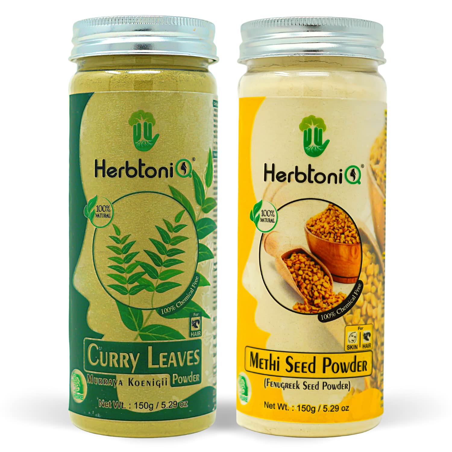 HerbtoniQ 100% Natural Curry Leaves & Fenugreek Powder for Dandruff & Hair Fall Control - 300g | Ayurvedic Hair Care Treatment for Stronger, Healthier Hair | Perfect for Daily Hair Masks & Scalp Treatments