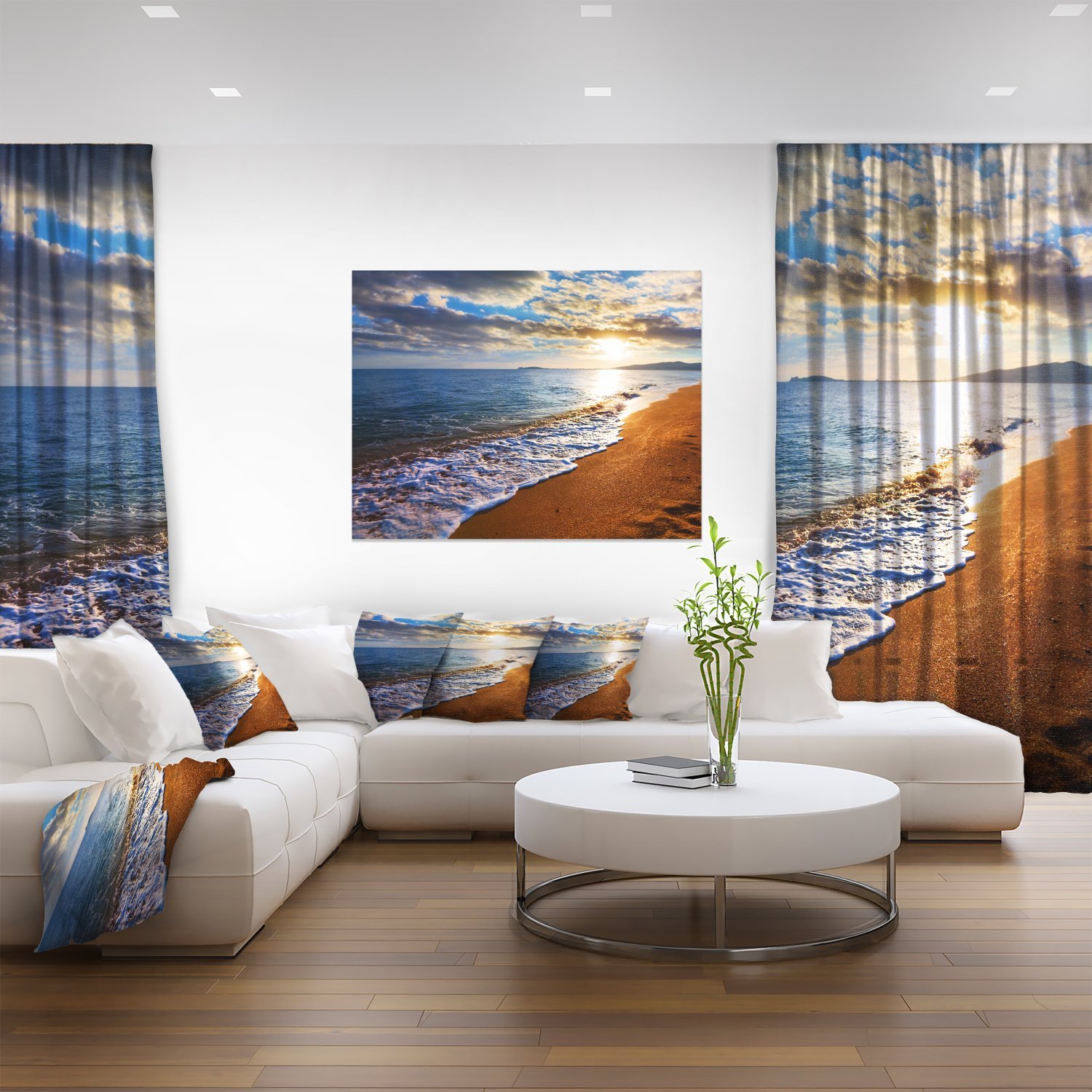 Large Seashore Canvas Print - Heavy Clouds Over Morning Beach Wall Art for Coastal Home Decor | Perfect for Living Room, Bedroom & Office