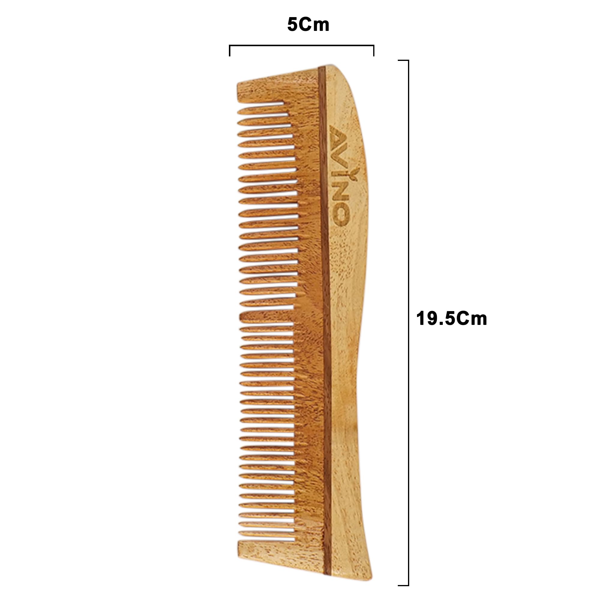 Avino Neem Wood Anti Hair Fall Comb for Women & Men - Natural Hair Growth Stimulator & Scalp Massager - Gentle Detangling Comb for Thin, Thick, Curly or Straight Hair - Perfect for Daily Hair Care Routine & Salon Use
