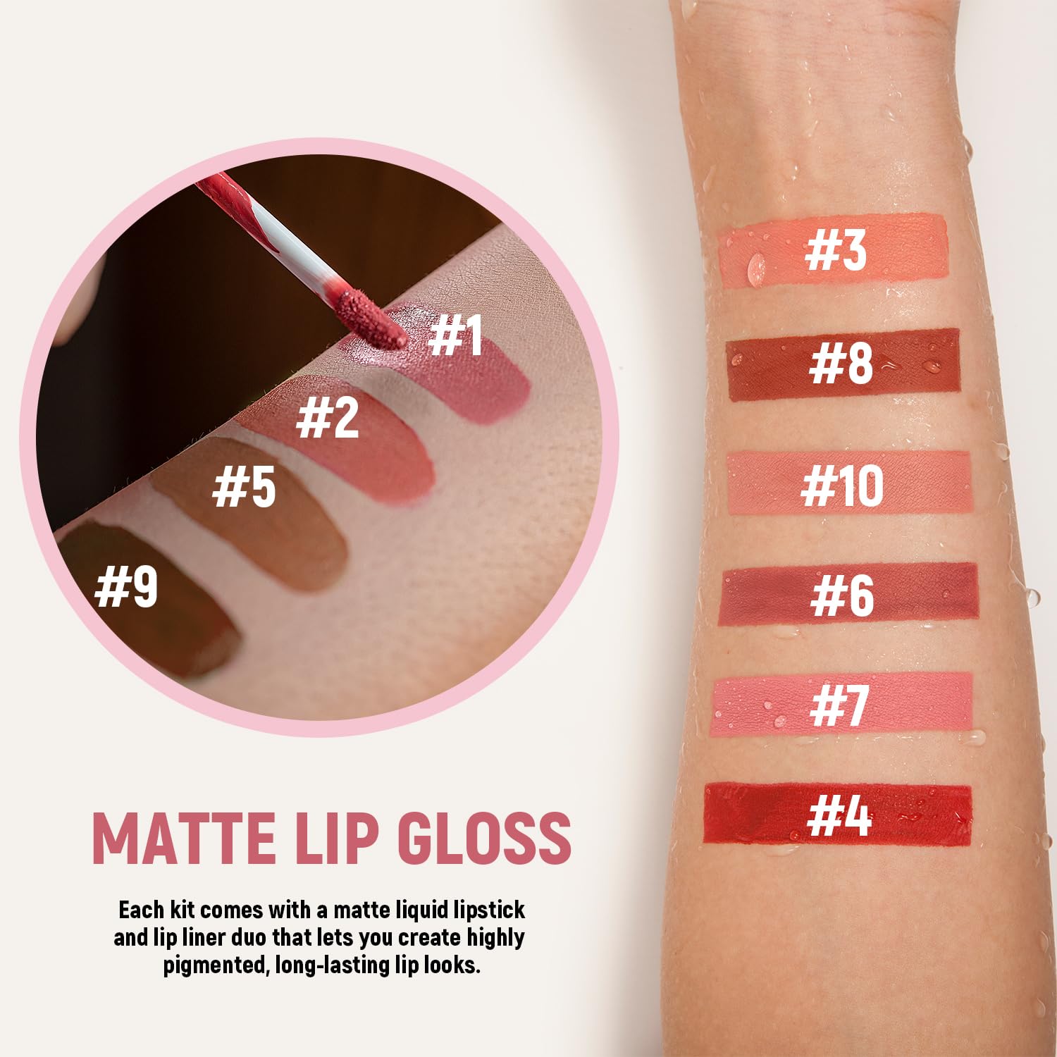 VIOLA HOUSE Matte Liquid Lipstick Set - Long Lasting #7 (4g/0.14oz) with Lip Combo & Lip Pencil | Perfect for Everyday Wear, Date Night & Special Occasions
