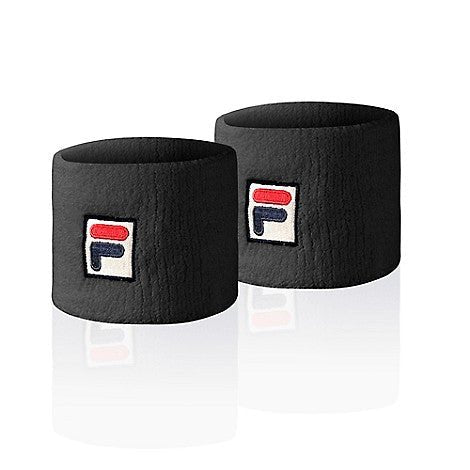 Fila Solid Wristbands for Men & Women - Sweat Absorbent Sports Wristbands for Tennis, Basketball & Workout - Pack of 3 (Black)