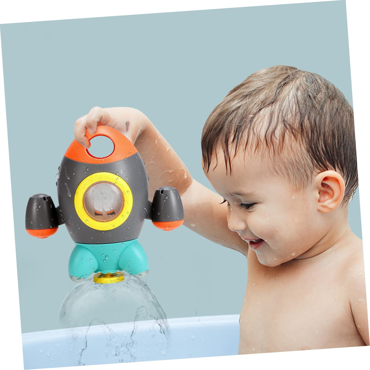 HEMOTON 2-Pack Grey ABS Rocket Fountain Bath Toys for Kids - Fun Bathtub Water Play Toys for Toddlers & Children | Perfect for Pool, Beach, and Outdoor Water Activities