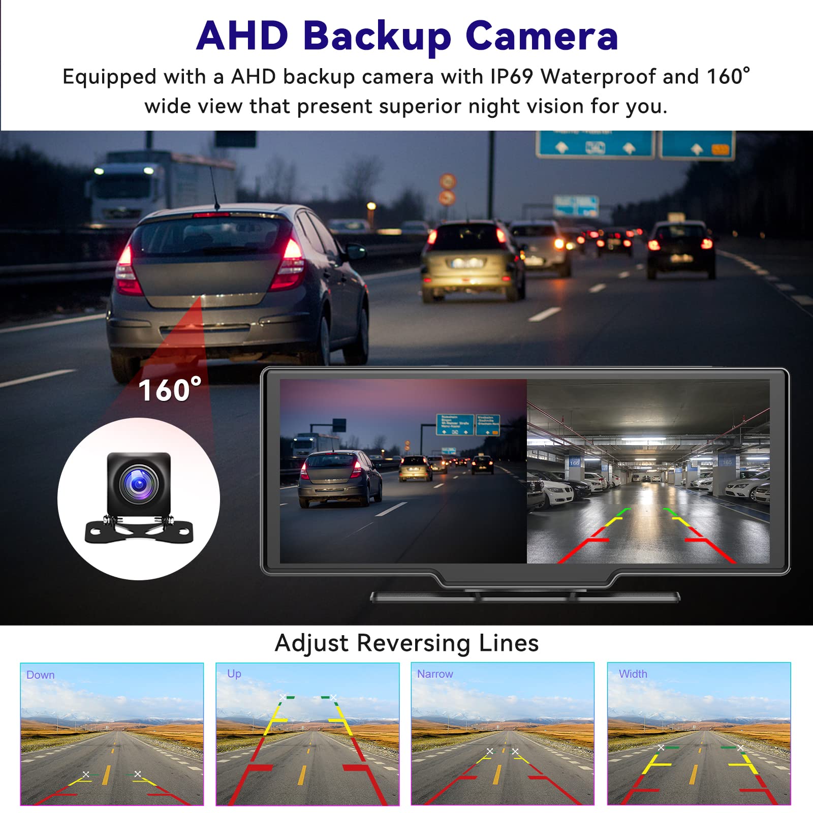 9.3 Inch Touch Screen Car Stereo with Wireless CarPlay & Android Auto | Bluetooth, AUX/FM, Voice Control | Front Dash & Rear View Camera | 7-32V Dashboard Mount | Perfect for Road Trips, Commuting & Hands-Free Driving