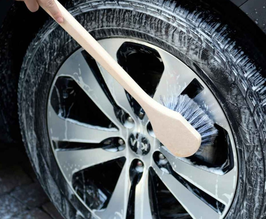 Long Handle Feathered Bristle Scrub Brush - Heavy Duty Cleaning Brush for Kitchen, Bathroom, Tiles & Grout - Perfect for Deep Cleaning Pots, Pans, Sinks & Tough Stains