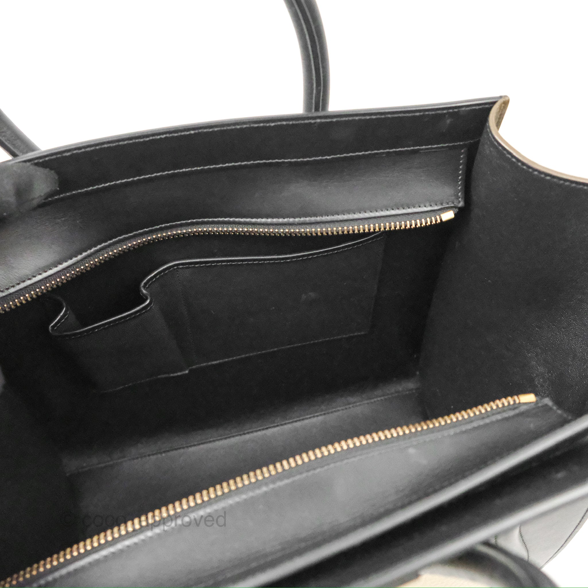 Celine Mini Luggage Bag in Black, Brown & Ivory Calfskin Leather - Perfect for Travel, Work & Everyday Luxury Handbag