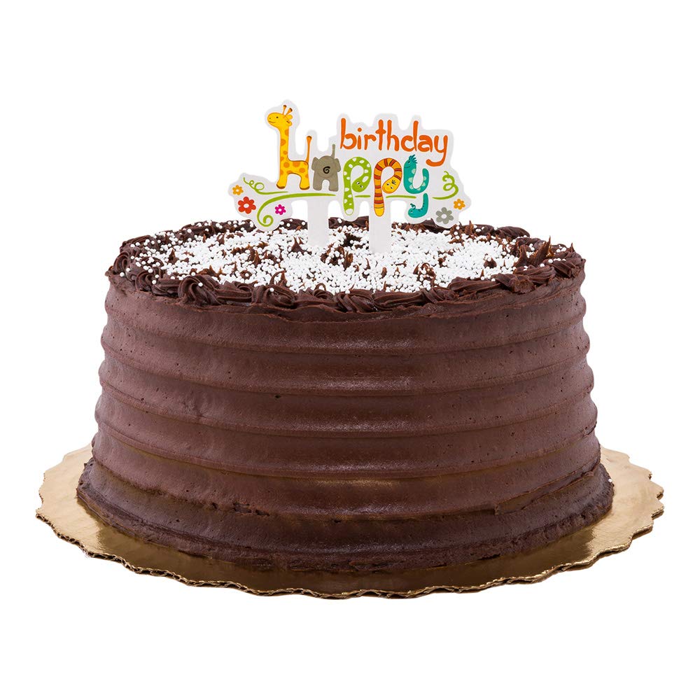 Restaurantware 10-Pack Happy Birthday Cake Toppers - 3.8 x 2.8 Inch Assorted Animal Theme Multicolor Paper Inserts for Kid's Birthday Party Decorations | Durable Cake Decor for Birthday Cakes, Cupcakes & Dessert Tables