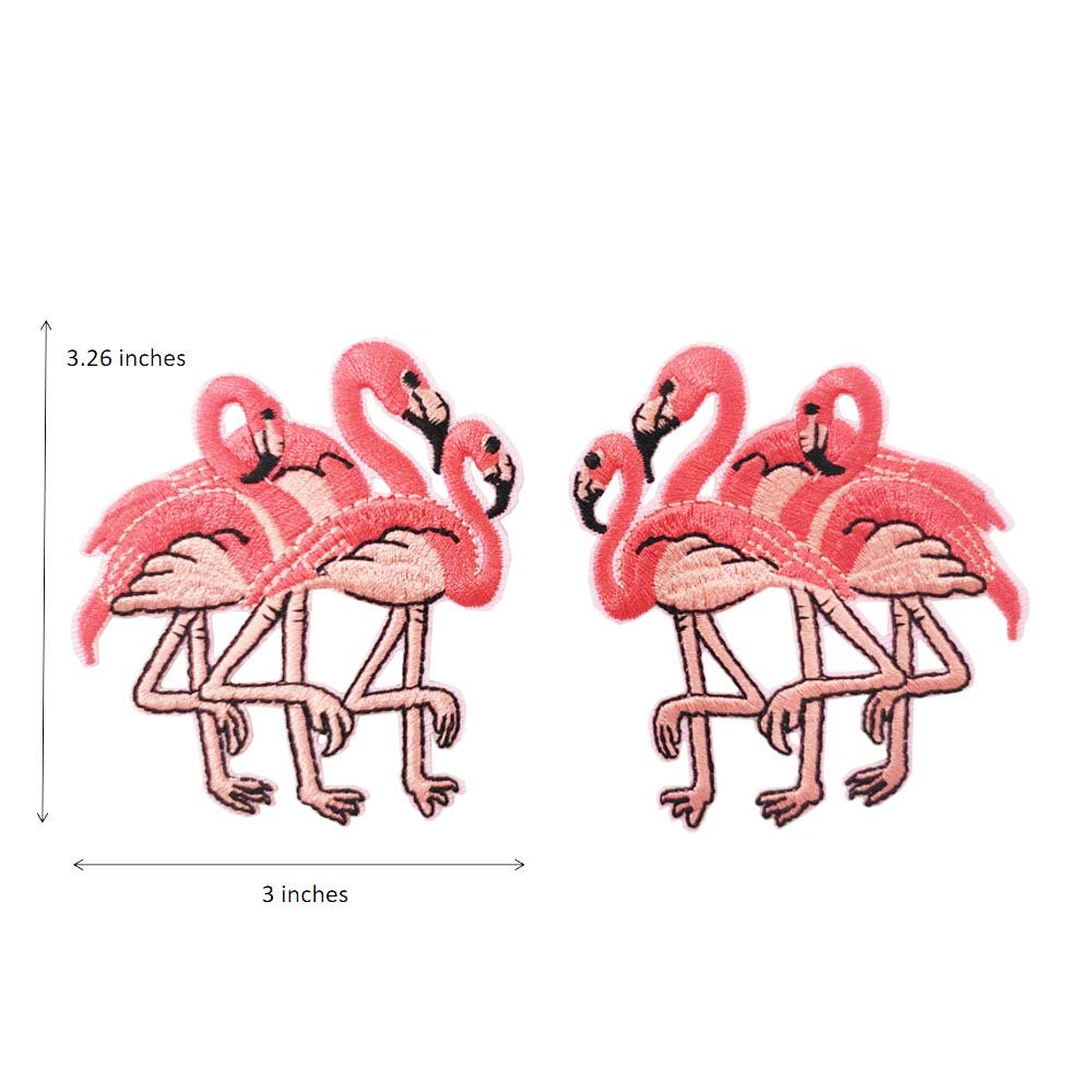 Flamingo Embroidered Iron-On Patches (1 Pair) - Cute DIY Sewing Patches for Clothing, Bags, Hats & Accessories