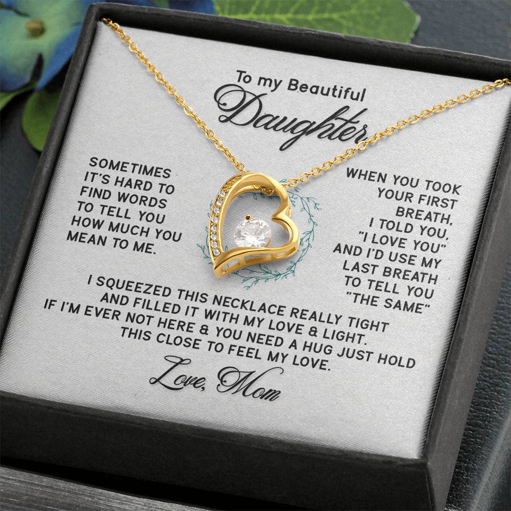 Beautiful Jewelry Necklace for Daughter - Thoughtful Gift from Mom in White or Yellow Gold Finish - Perfect for Birthdays, Graduation & Special Occasions