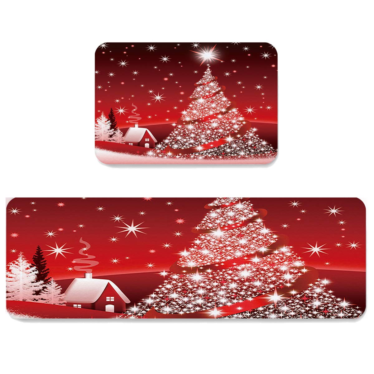 2-Piece Non-Slip Kitchen Rug Set with Rubber Backing - 15.7