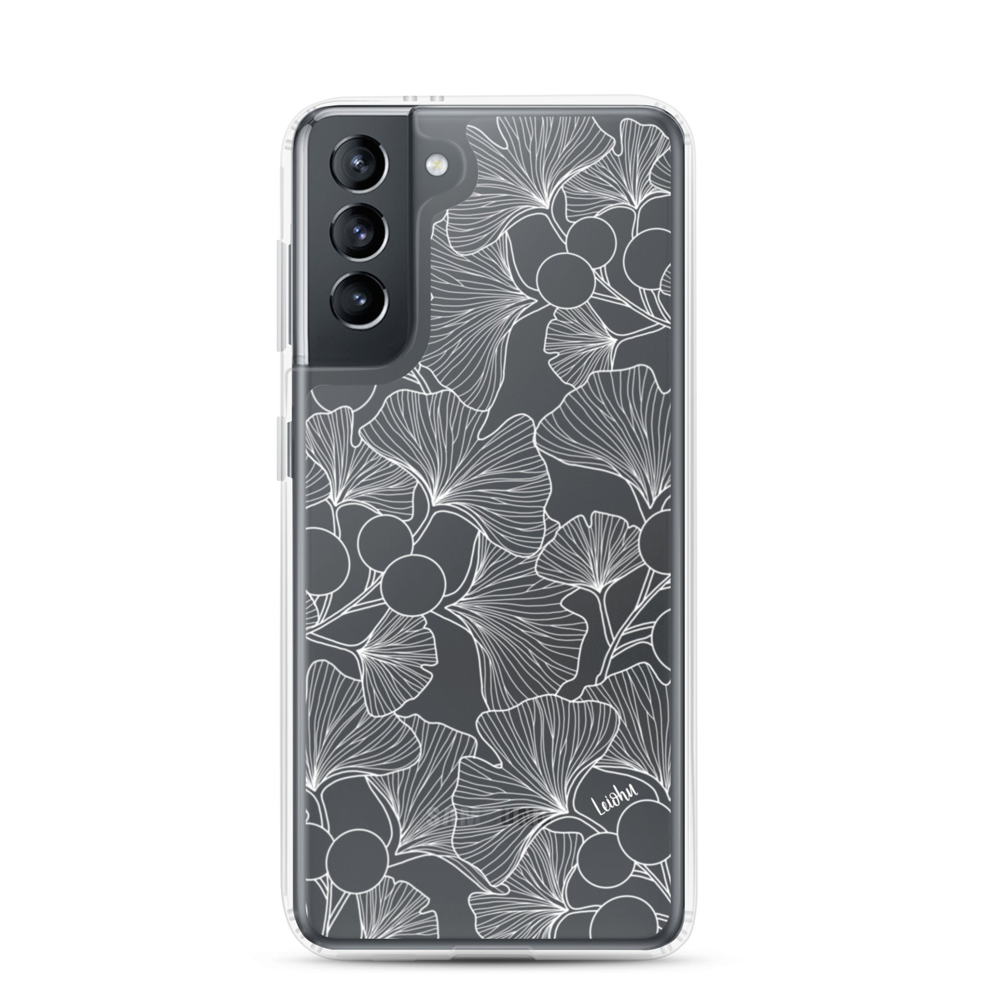 Premium Gingko Clear Case for Samsung Galaxy - Slim Protective Phone Cover for Everyday Use, Travel & Work