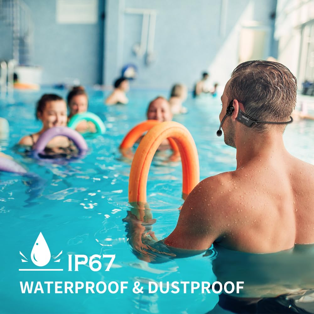 KIMAFUN 2.4G Wireless Fitness Headset Microphone - IP67 Waterproof & Sweatproof for Swimming, Yoga, Gym Training | Perfect for Water Aerobics Instructors, Coaches & Fitness Speakers (Model GWP91)