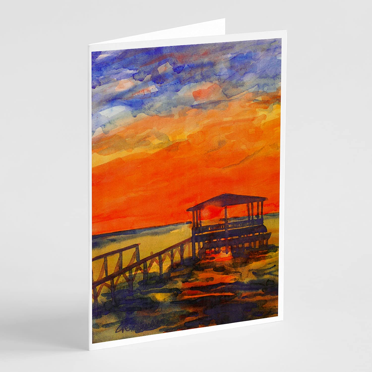 Sunset at The Dock Blank Greeting Cards & Envelopes - Pack of 8 Whimsical A7 Size 5x7 Note Cards | Perfect for Thank You Notes, Birthday Wishes & Special Occasions