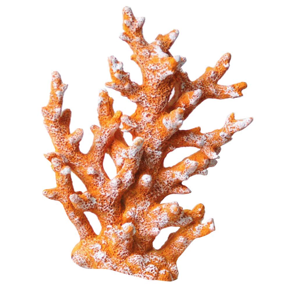 Artificial Coral Ornament - Underwater Sea Plants Decor for Aquarium, Fish Tank, Craft Resin Coral Reef Decorations (Yellow) - Perfect for Saltwater & Freshwater Tanks, Home & Office Aquascaping