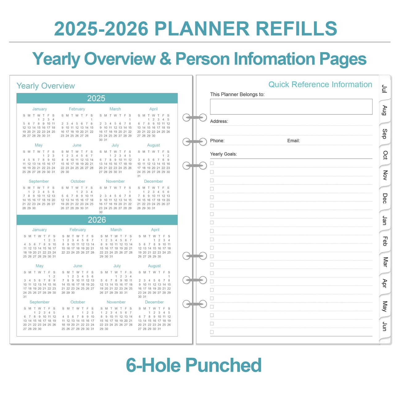 2025-2026 A5 Binder Planner Refills - Daily & Monthly Organizer with Prioritized To-Do Lists, Notes & Appointment Schedule (July 2025-June 2026) | 6-Hole Punched 5.8