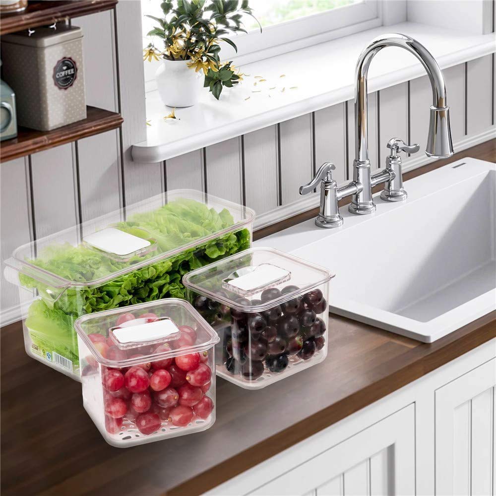 Large Airtight Food Storage Containers for Fridge - BPA Free Produce Keepers & Meal Prep Organizers | Perfect for Fresh Vegetables, Fruits, Leftovers & Bulk Food Storage