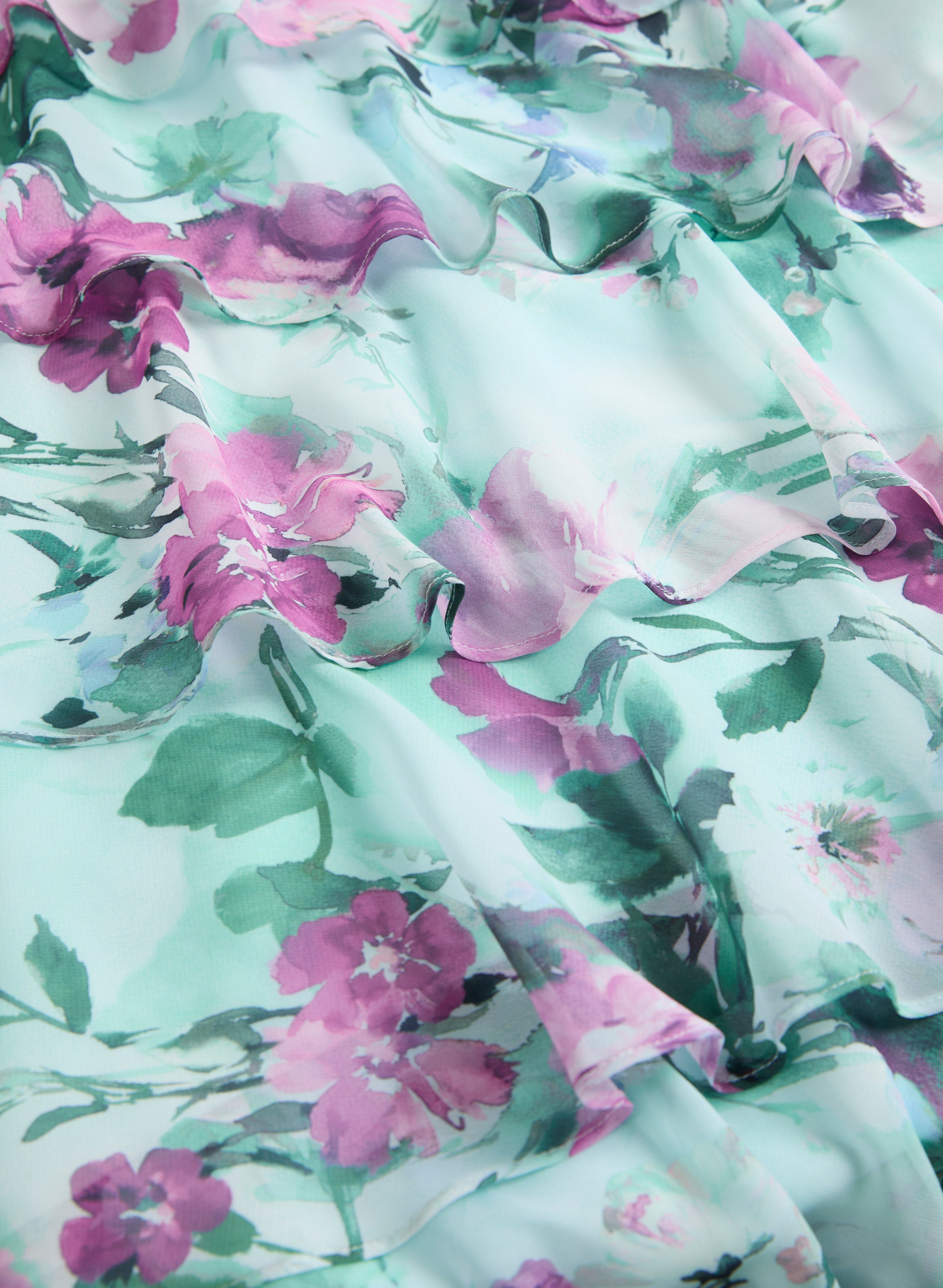 Floral Asymmetric Tiered Dress for Women - Elegant Summer Maxi Dress for Beach, Wedding & Special Occasions