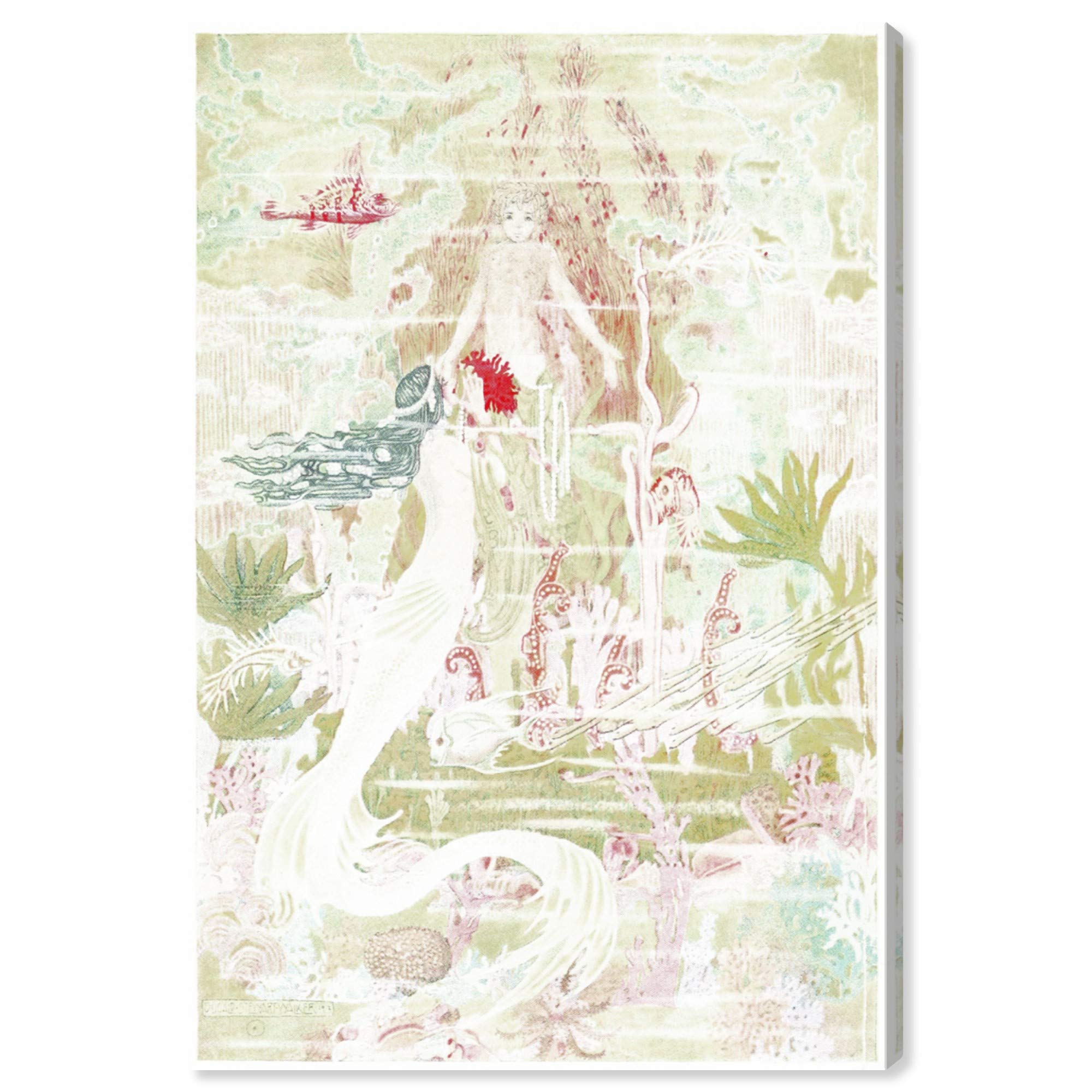 Oliver Gal Artist Co. Little Mermaid Fantasy Wall Art Canvas Print - 20x30 Inch Kids Room Decor, Green & White Nursery Painting for Girls Bedroom | Perfect for Disney Themed Rooms & Underwater Fantasy Decor