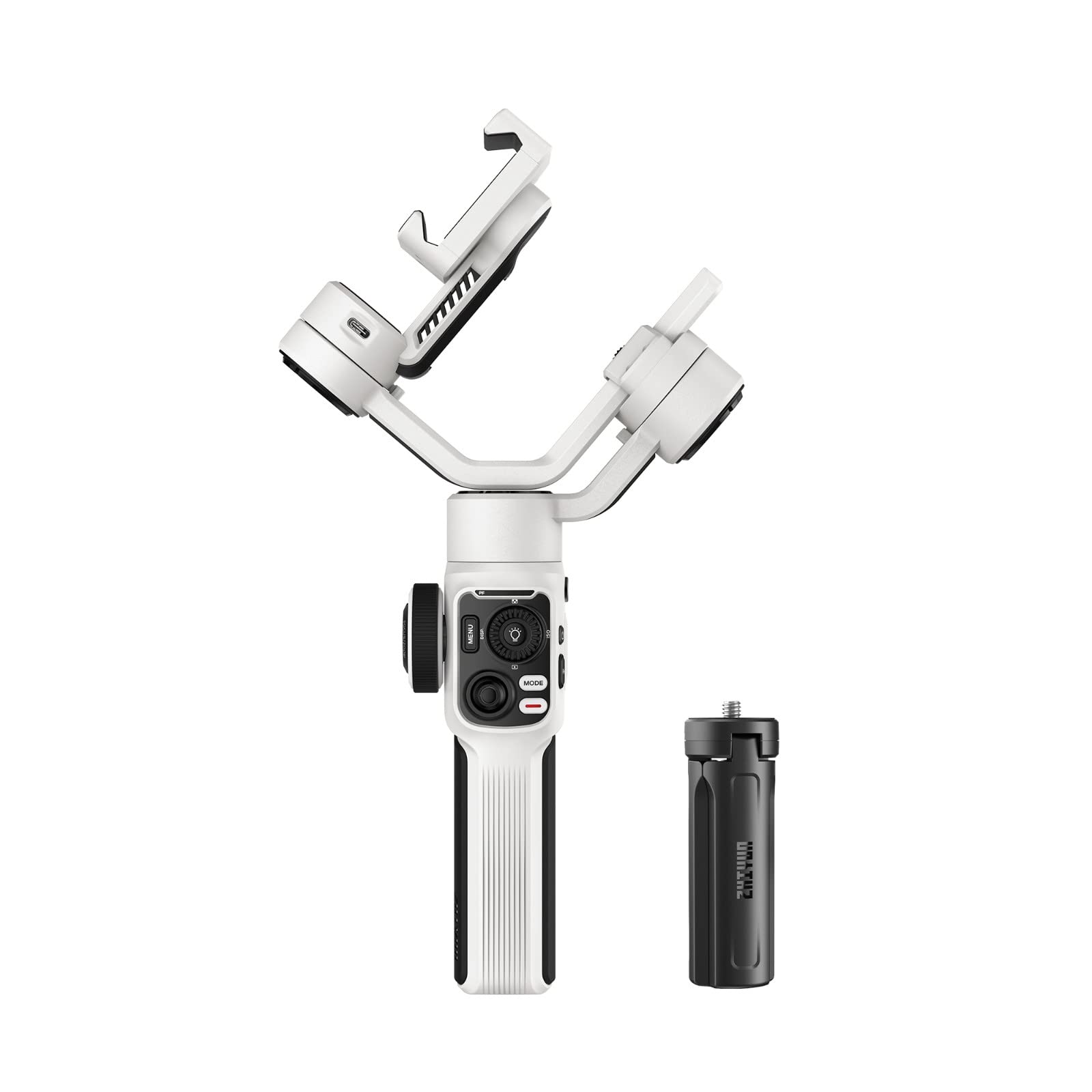 ZHIYUN Smooth 5S White Smartphone Gimbal Stabilizer for iPhone 14/13/12/11/SE & Samsung Android - 3-Axis Handheld Stabilizer with Mini LED Light for YouTube TikTok Vlogging, Live Streaming & Travel Videography
